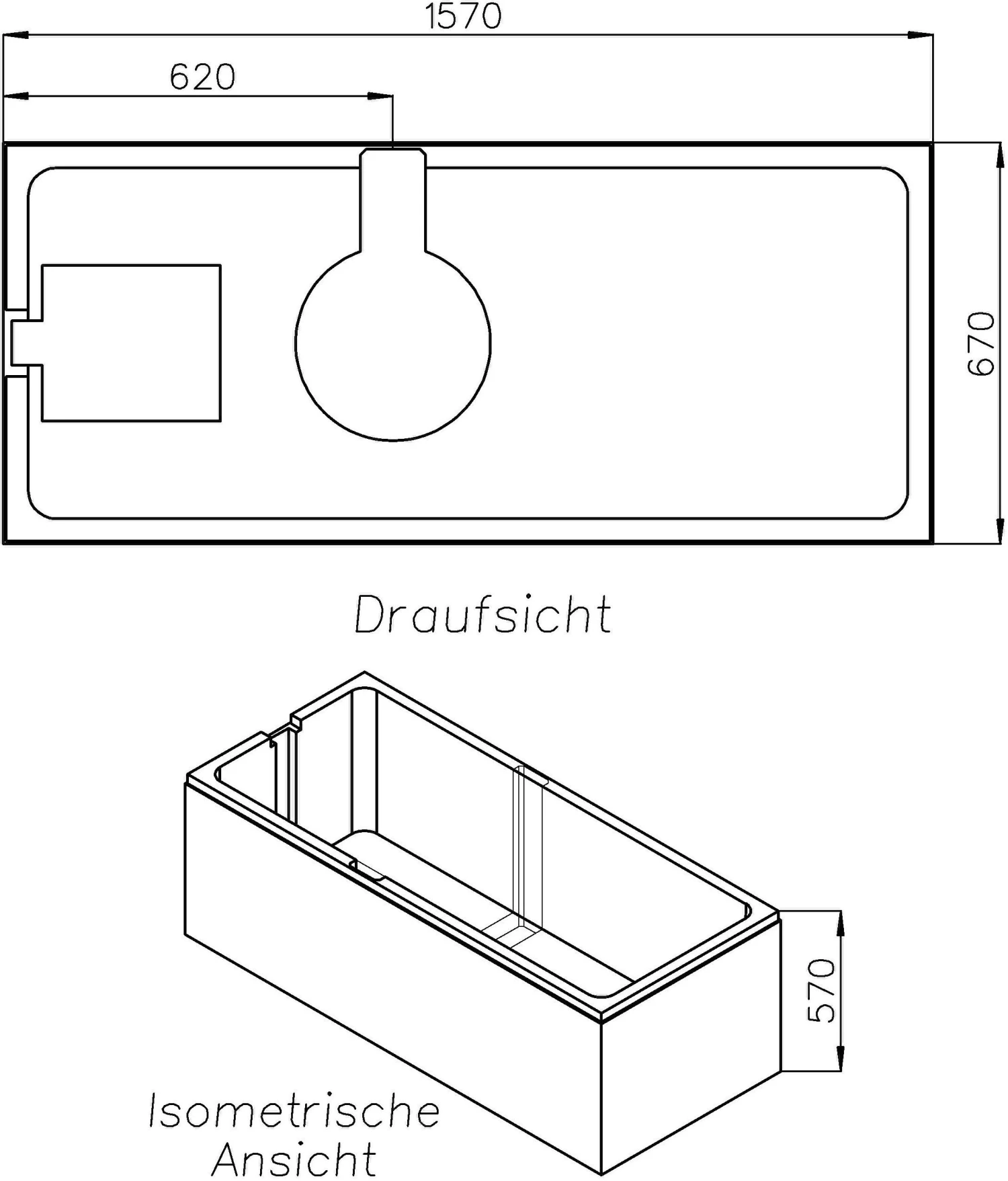 Schedel Wannenträger SW11427 160x70mm, Fußende Rechts, Überlauf Vorne, Höhe 57cm 2 Schedel Wannenträger SW11427 160x70mm, Fußende Rechts, Überlauf Vorne, Höhe 57cm – Bild 2