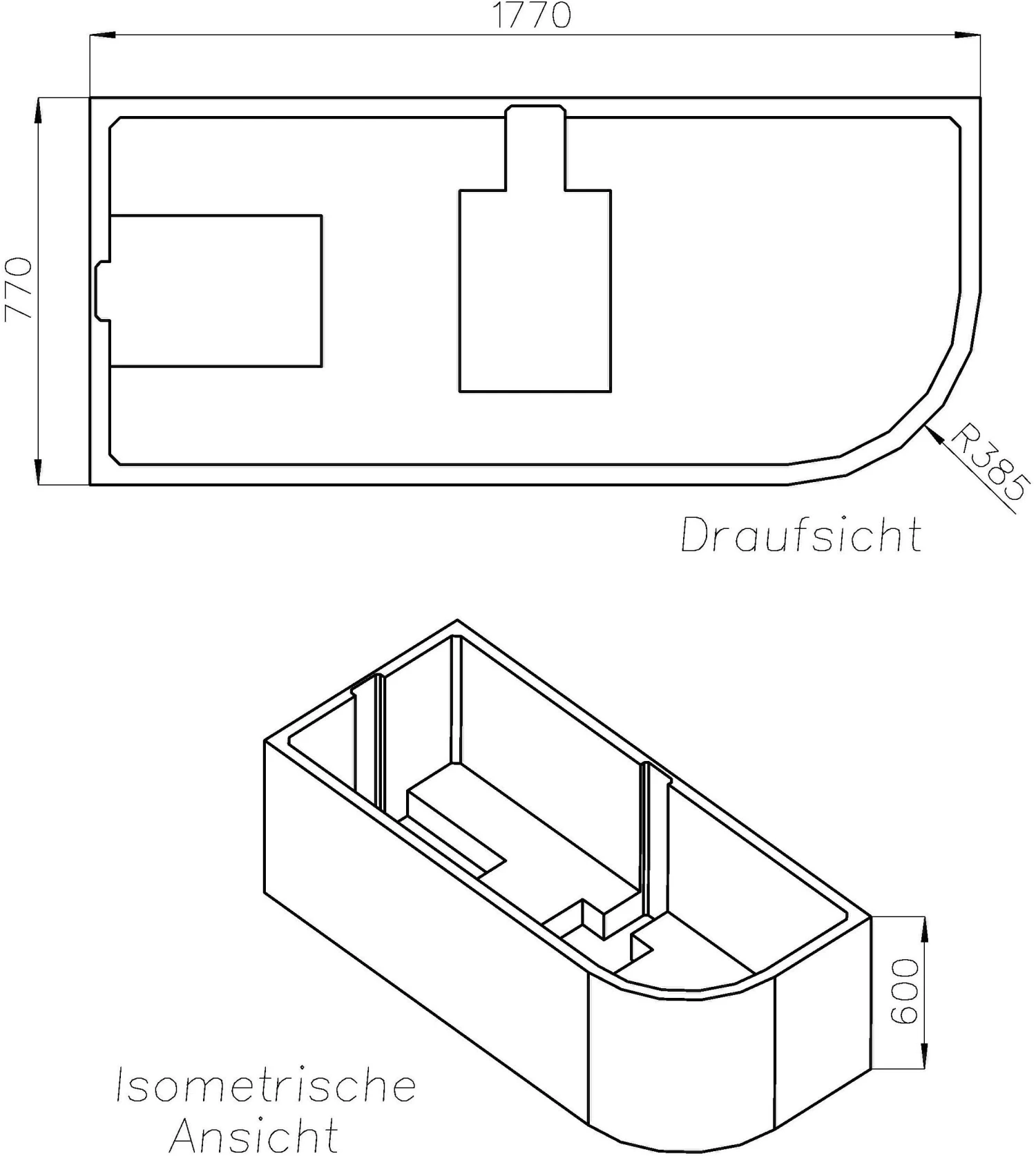 Schedel Wannenträger SW13698 180x80cm, Rechts, Höhe 60cm 2 Schedel Wannenträger SW13698 180x80cm, Rechts, Höhe 60cm – Bild 2