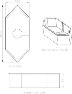 Schedel XL Hoesch Spectra Wannenträger SW14568 190x90cm, 6-Eck, Höhe 61cm -VIEGA Verkäufe Schedel XL Hoesch Spectra Wannentraeger SW14568 190x90cm 6 Eck Hoehe 61cm 1
