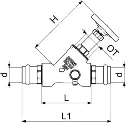 Schlösser Freistromventil 0015382800001 DN 25, 28mm, IG, Mit Entleerung, Nichtsteigende Spindel -VIEGA Verkäufe Schloesser Freistromventil 0015382800001 DN 25 28mm IG mit Entleerung nichtsteigende Spindel 1