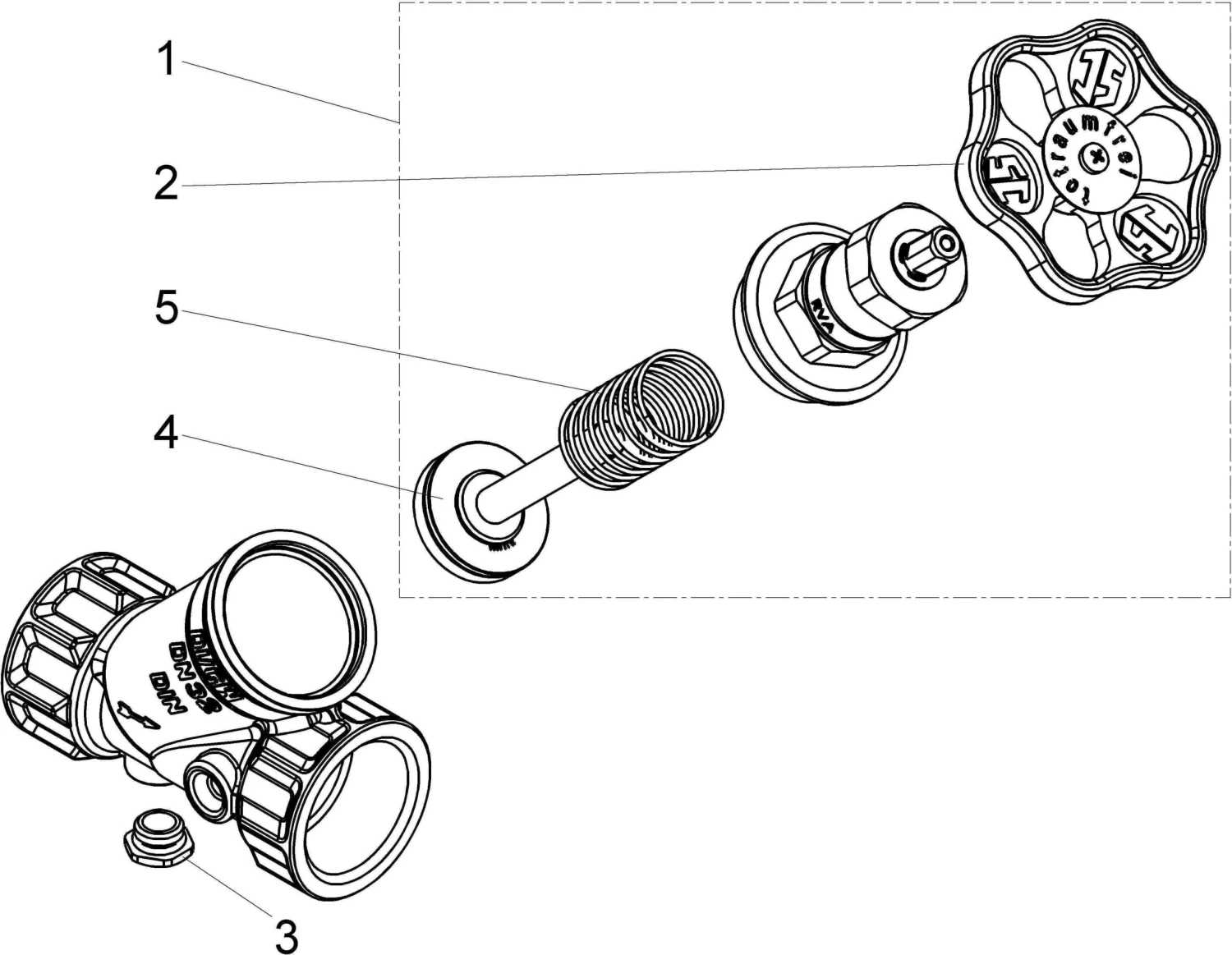 Schlösser KFR-Ventil 0016253200001 DN 32, G 1 1/4, Ohne Entleerung, Nichtsteigende Spindel 3 Schlösser KFR-Ventil 0016253200001 DN 32, G 1 1/4, Ohne Entleerung, Nichtsteigende Spindel – Bild 3