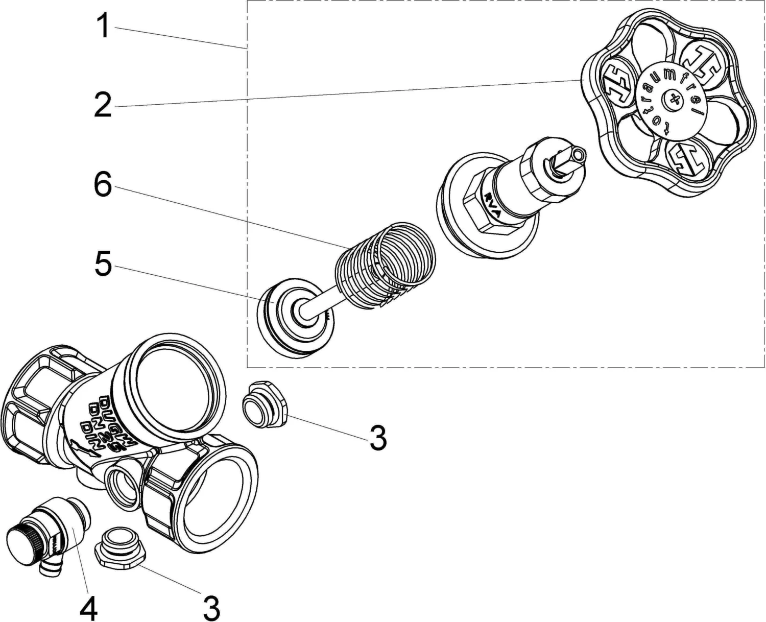 Schlösser KFR-Ventil 0016302500001 DN 25, Rp 1, Mit Entleerung, Nichtsteigende Spindel 3 Schlösser KFR-Ventil 0016302500001 DN 25, Rp 1, Mit Entleerung, Nichtsteigende Spindel – Bild 3