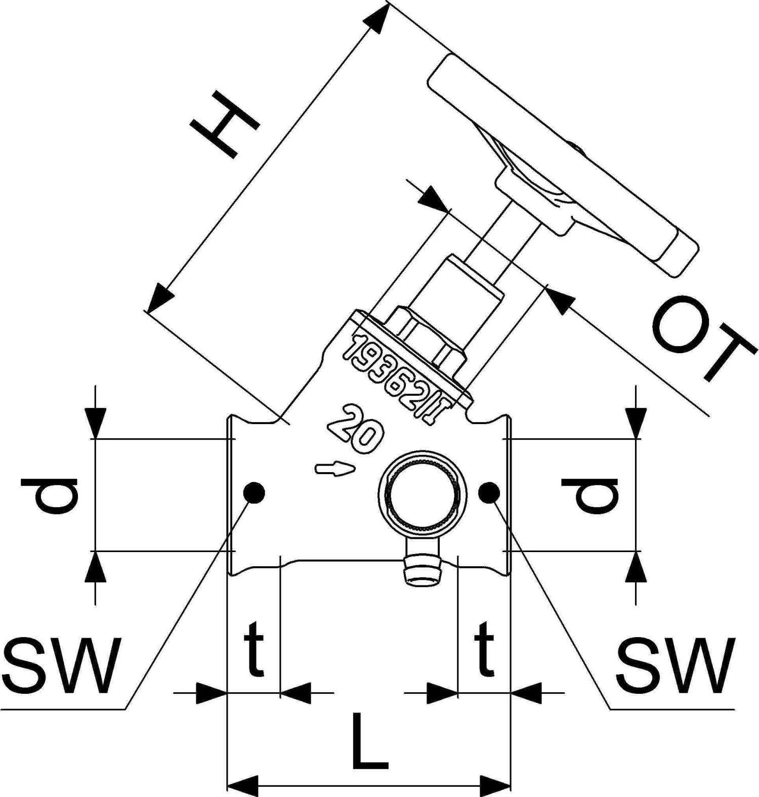 Schlösser Schrägsitzventil 0014102000001 DN 20, Rp 3/4, Mit Entleerung, Steigende Spindel 2 Schlösser Schrägsitzventil 0014102000001 DN 20, Rp 3/4, Mit Entleerung, Steigende Spindel – Bild 2