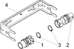 Schlösser Wasserzähler-Bügel 0022502500001 1" Qn 2,5, Starr, Waagerecht, Edelstahl, Verschraubungen -VIEGA Verkäufe Schloesser Wasserzaehler Buegel 0022502500001 1 Qn 25 starr waagerecht Edelstahl Verschraubungen 2