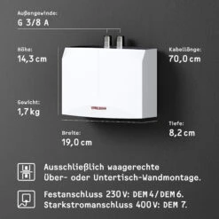 Stiebel Eltron DEM 4 Mini-Durchlauferhitzer 231002 Elektronisch Geregelt, 4,4 KW, Weiss -VIEGA Verkäufe Stiebel Eltron DEM 4 Mini Durchlauferhitzer 231002 elektronisch geregelt 44 kW weiss 2