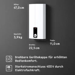 Stiebel Eltron Durchlauferhitzer DHB 18 ST 227608 18 KW, Thermotronic, 400V, Weiss, Elektronisch -VIEGA Verkäufe Stiebel Eltron Durchlauferhitzer DHB 18 ST 227608 18 kW thermotronic 400V weiss elektronisch 4
