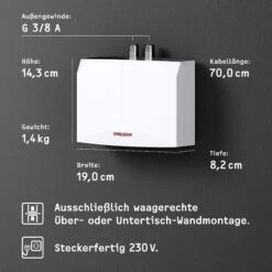 Stiebel Eltron Mini-Durchlauferhitzer 185411 DNM 3, 3,5 KW, 230 V, Weiss -VIEGA Verkäufe Stiebel Eltron Mini Durchlauferhitzer 185411 DNM 3 35 kW 230 V weiss 3