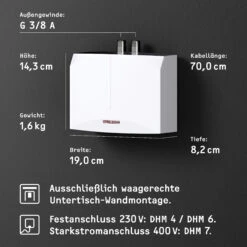 Stiebel Eltron Mini-Durchlauferhitzer 220814 DHM 4, 4,4 KW, Druckfest, 230 V, Weiss -VIEGA Verkäufe Stiebel Eltron Mini Durchlauferhitzer 220814 DHM 4 44 kW druckfest 230 V weiss 2