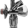 Universal Doppelspindel-Kombi-Eckventil 421863 1/2"x10mmx3/4", Messing Verchromt, Mit Rohrbelüfter/Rückflussverhinderer, Selbstdichtend