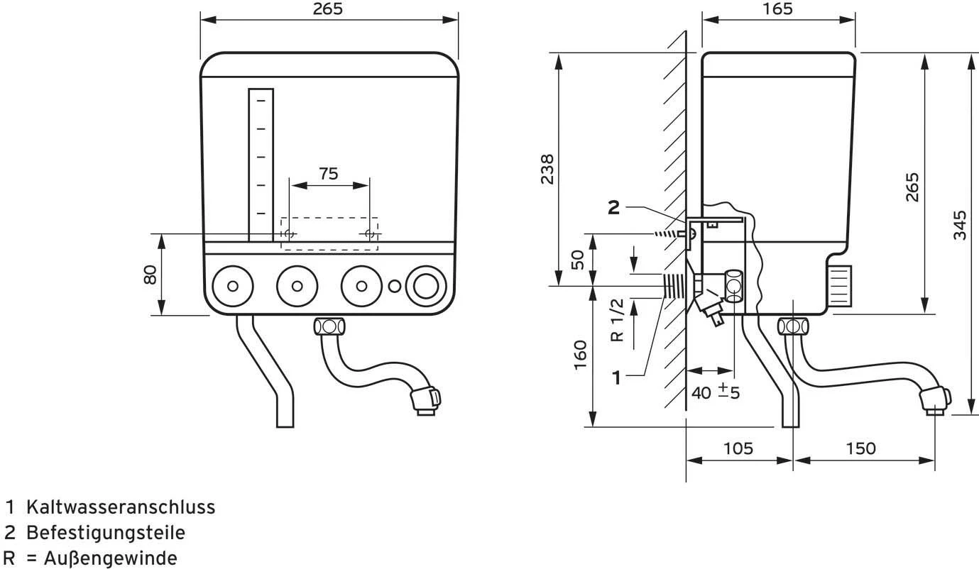Vaillant VEK 5 L Kochendwassergerät 005122 2,4 KW 5 Liter, 345x265x165 Weiß/hellgrau 3 Vaillant VEK 5 L Kochendwassergerät 005122 2,4 KW 5 Liter, 345x265x165 Weiß/hellgrau – Bild 3