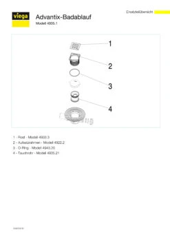 Viega Badablauf Advantix 4935.1 557119 DN 50, Flaches Modell, Mit Aufsatz 100x100mm -VIEGA Verkäufe Viega Badablauf Advantix 4935.1 557119 DN 50 flaches Modell mit Aufsatz 100x100mm 2
