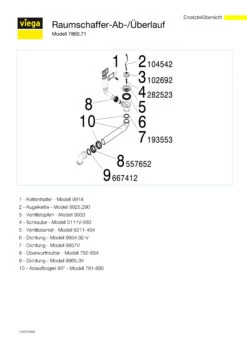 Viega Raumschaffer-Ab-/Überlaufgarnitur 113971 G 1 1/2xDN 70, Kunststoff Weiß, Mit Kettenhalter -VIEGA Verkäufe Viega Raumschaffer Ab Ueberlaufgarnitur 113971 G 1 1 2xDN 70 Kunststoff weiss mit Kettenhalter 2