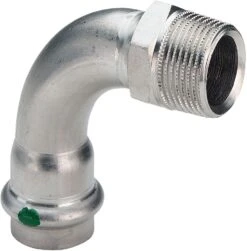 Viega Sanpress Inox Bogen 436896 15mmxR 1/2, 90Grad, Stahl Nichtrostend, SC-Contur
