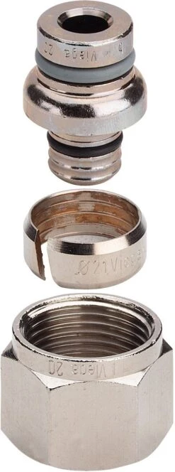 Viega Verschraubung 495442 16mm, Rotguss Matt Vernickelt