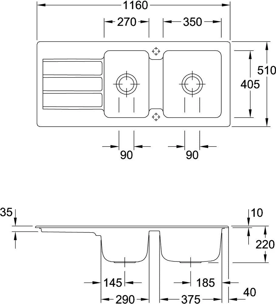 Villeroy & Boch Architectura Einbauspüle 338002FU Mit Ablaufgarnitur Und Exzenterbetätigung, Ivory 3 Villeroy & Boch Architectura Einbauspüle 338002FU Mit Ablaufgarnitur Und Exzenterbetätigung, Ivory – Bild 3