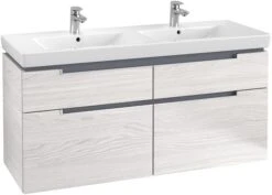 Villeroy & Boch Subway 2.0 Waschtischunterschrank A91700E8,128,7x59x44,9cm, White Wood, Griff Matt