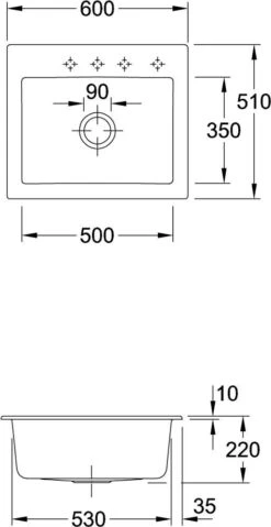 VIEGA Verkäufe -VIEGA Verkäufe Villeroy and Boch Subway Einbauspuele 330901SL mit Ablaufgarnitur und Handbetaetigung Stone 1