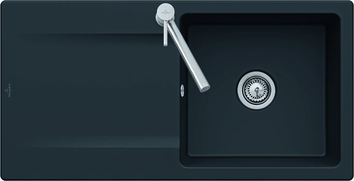 Villeroy Und Boch Siluet Flächenbündige Spüle 33362FS5 Mit Ablaufgarnitur Und Excenterbetätigung, Ebony 1 Villeroy Und Boch Siluet Flächenbündige Spüle 33362FS5 Mit Ablaufgarnitur Und Excenterbetätigung, Ebony