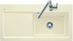 Villeroy Und Boch Subway Flächenbündige Spüle 67181FKG Becken Links, Mit Ablaufgarnitur Und Handbetätigung, Snow White