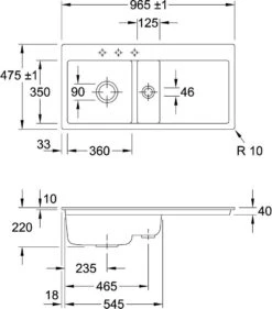 VIEGA Verkäufe -VIEGA Verkäufe Villeroy und Boch Subway Flaechenbuendige Spuele 67702FS5 Becken links mit Ablaufgarnitur und Excenterbetaetigung Ebony 1