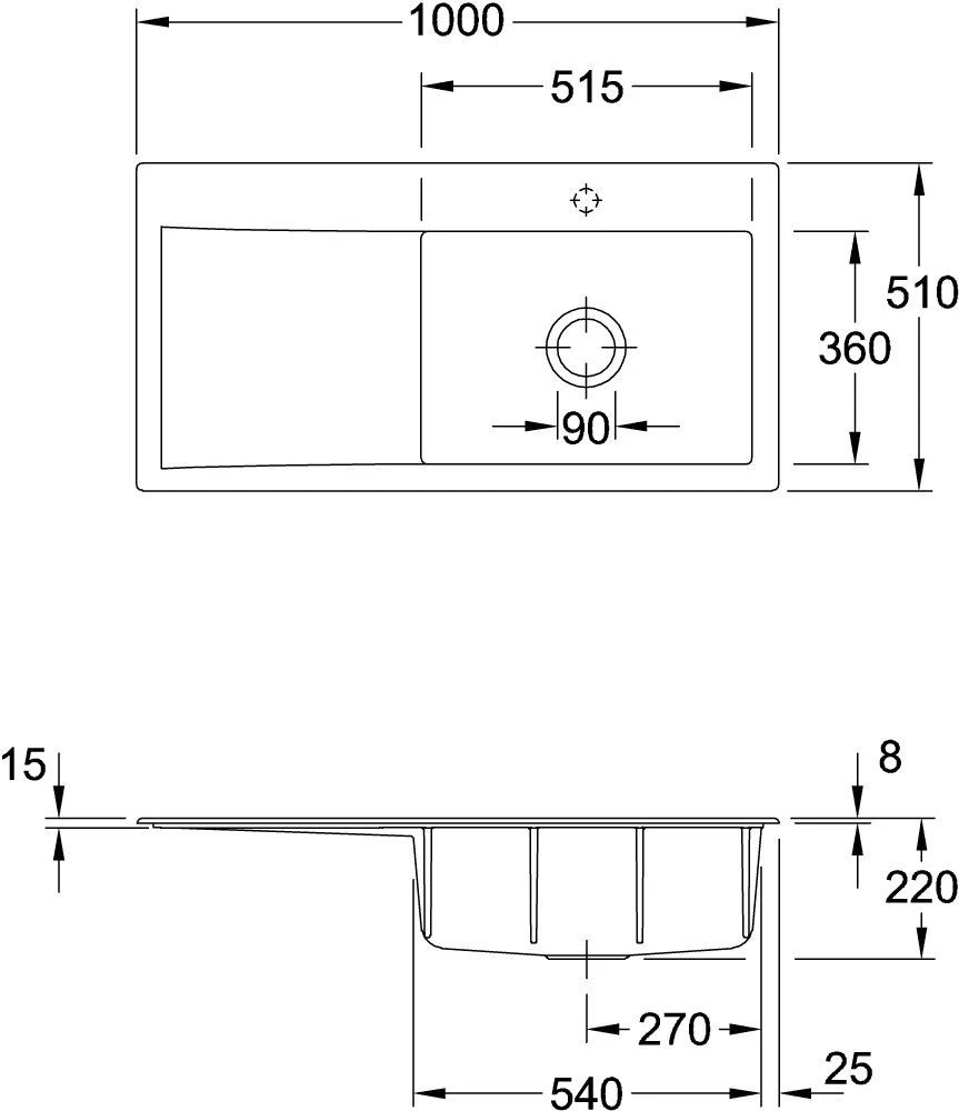 Villeroy Und Boch Subway Spüle 336101SL Becken Rechts, Ablaufgarnitur Mit Handbetätigung, Stone 2 Villeroy Und Boch Subway Spüle 336101SL Becken Rechts, Ablaufgarnitur Mit Handbetätigung, Stone – Bild 2