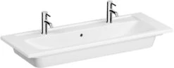 Vitra Integra Doppelmöbelwaschtisch 7058B003-1474 120x46,5cm, 1 Becken, Mit Überlauf/2 Hahnlöcher, Weiß