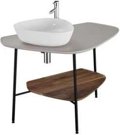 Vitra Plural Waschtisch-Konsole 62573 103,2 X 61,2 X 73 Cm, Links, Ablage Walnuss, Platte Taupe Matt