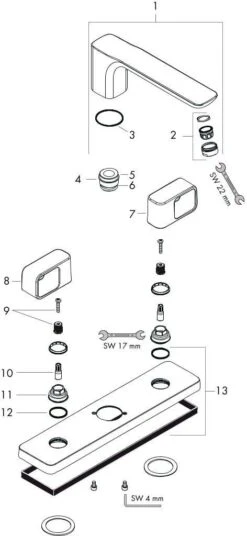 Hansgrohe Fertigmontageset Axor Urquiola 11436000 Für 3-Loch-Wannenarmatur, Mit Platte, Chrom -VIEGA Verkäufe hansgrohe Fertigmontageset Axor Urquiola 11436000 fuer 3 Loch Wannenarmatur mit Platte chrom 2