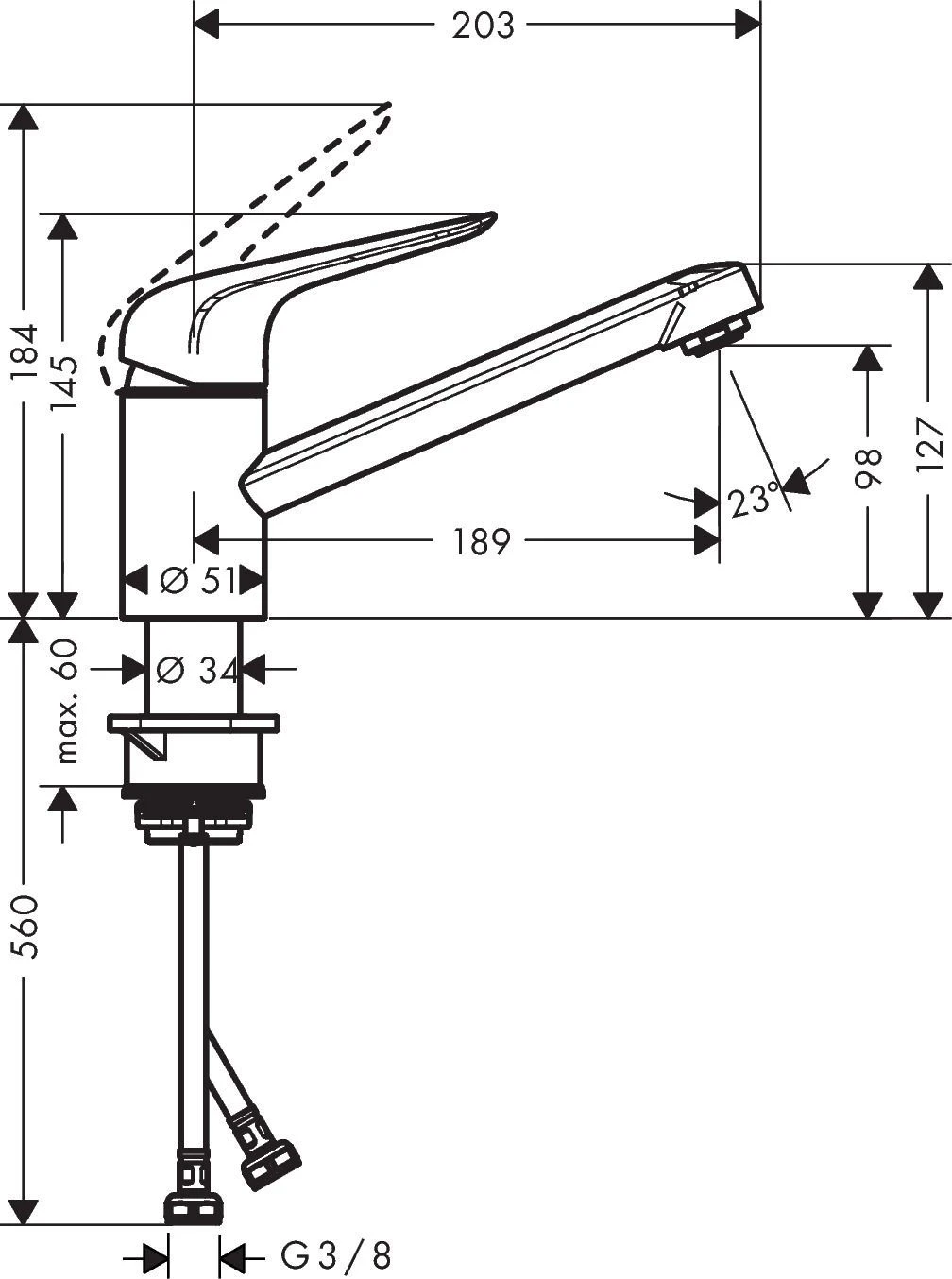 Hansgrohe Focus Küchenarmatur 71808000 Schwenkbarer Auslauf 360°, Chrom 2 Hansgrohe Focus Küchenarmatur 71808000 Schwenkbarer Auslauf 360°, Chrom – Bild 2