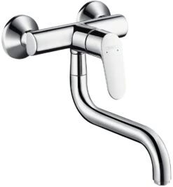 Hansgrohe Küchen Armatur Focus 31825000 Chrom, Wandmontage, Schwenkbarer Auslauf