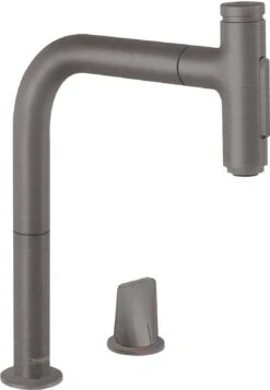 Hansgrohe Metris Select 2-Loch-Küchenmischer 73818340 Brushed Black, 2jet, Ausziehbrause