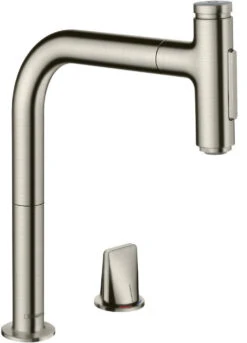 Hansgrohe Metris Select 2-Loch-Küchenmischer 73819800 Edelstahl-optik, 2jet, Ausziehbrause