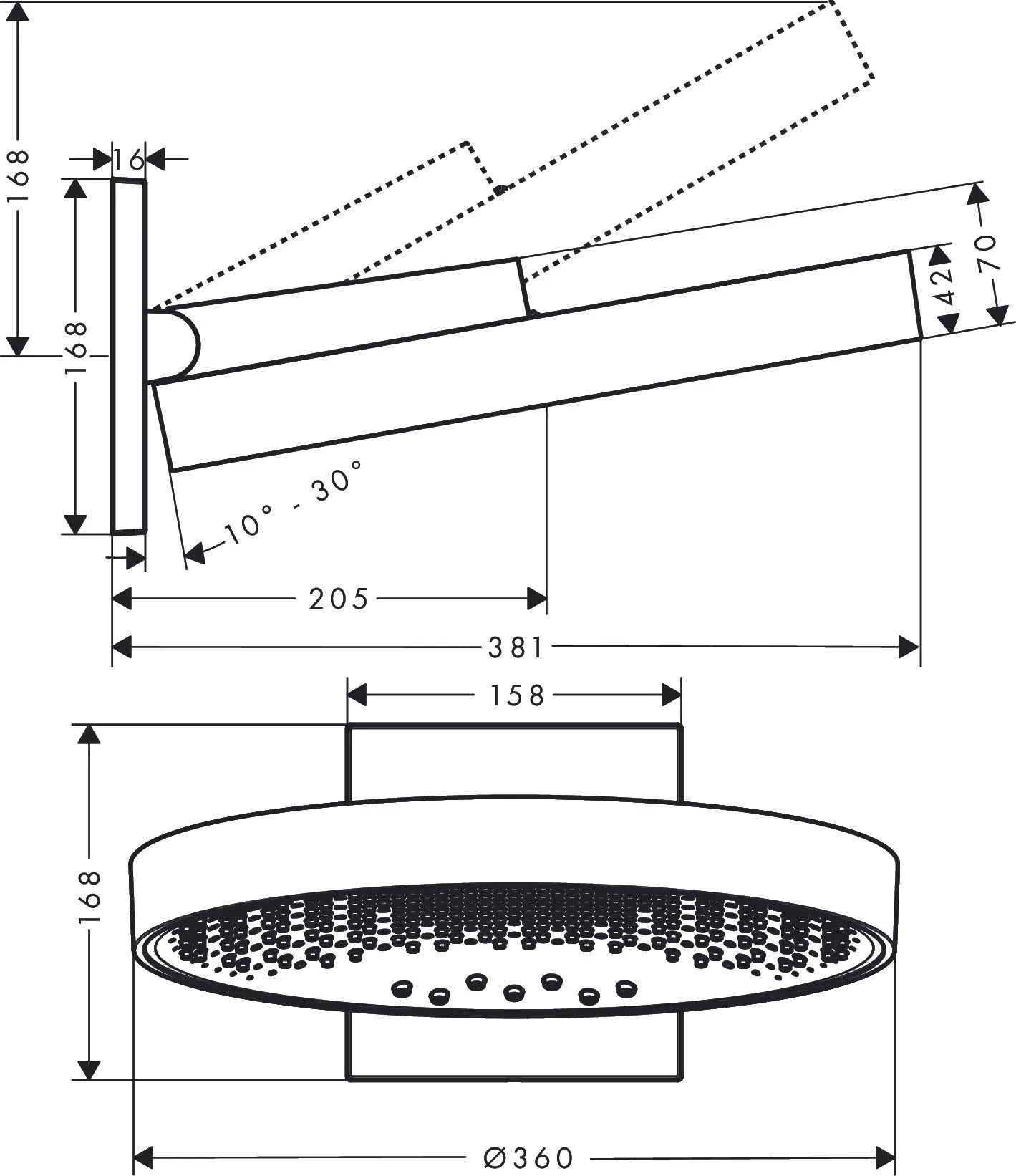 Hansgrohe Rainfinity Kopfbrause 26234670 3jet, Mit Wandanschluss, Ausladung: 273 Mm, Mattschwarz 2 Hansgrohe Rainfinity Kopfbrause 26234670 3jet, Mit Wandanschluss, Ausladung: 273 Mm, Mattschwarz – Bild 2