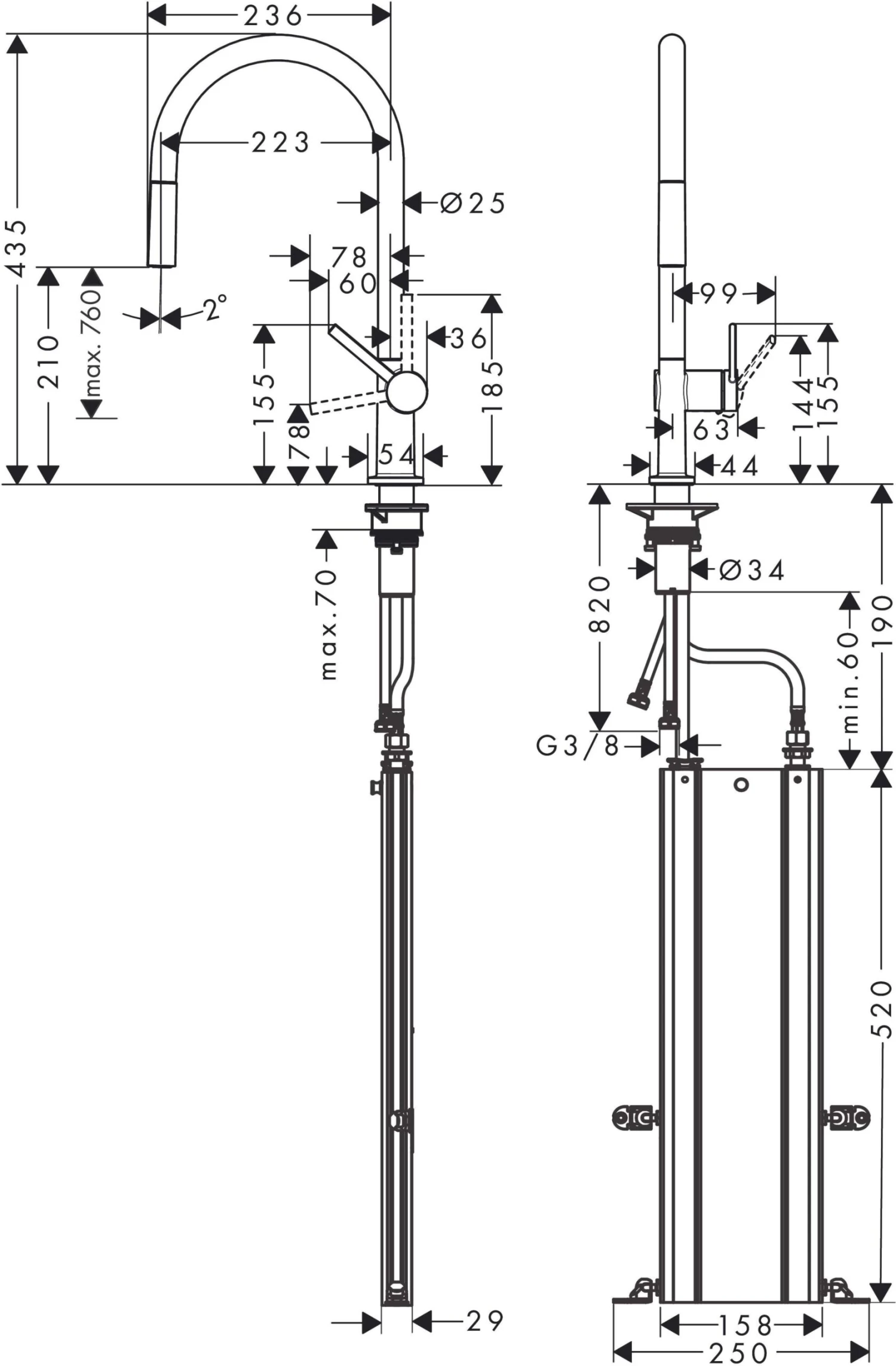 Hansgrohe Talis M54-210 Küchenarmatur 72803670 Mit Ausziehauslauf 1jet, SBox, Mattschwarz 2 Hansgrohe Talis M54-210 Küchenarmatur 72803670 Mit Ausziehauslauf 1jet, SBox, Mattschwarz – Bild 2
