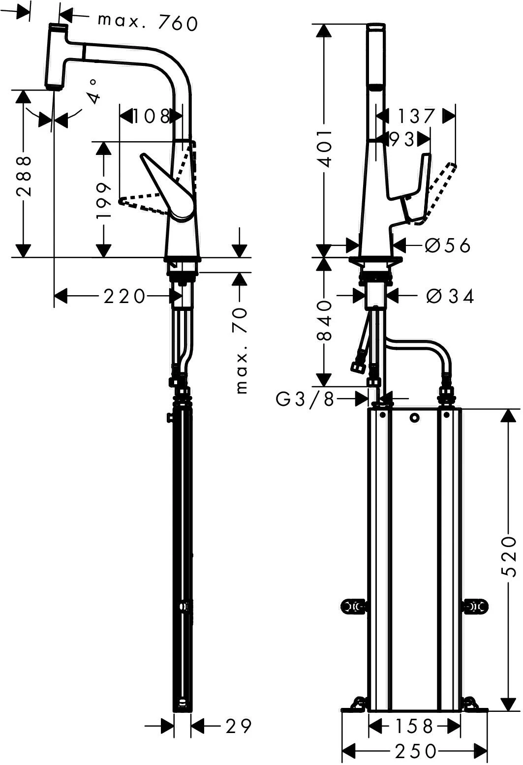 Hansgrohe Talis Select S M5115-H300 Küchenarmatur 73853800, Edelstahl-Optik, Ausziehauslauf, SBox 2 Hansgrohe Talis Select S M5115-H300 Küchenarmatur 73853800, Edelstahl-Optik, Ausziehauslauf, SBox – Bild 2