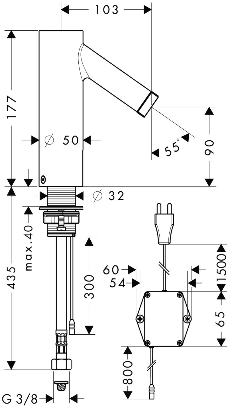 Hansgrohe Waschtisch Armatur Axor Starck 10140000 Elektronisch, Temperaturregulierung, Chrom 2 Hansgrohe Waschtisch Armatur Axor Starck 10140000 Elektronisch, Temperaturregulierung, Chrom – Bild 2