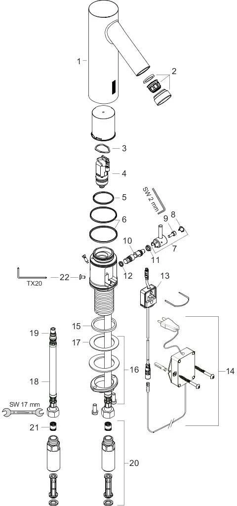 Hansgrohe Waschtisch Armatur Axor Starck 10140000 Elektronisch, Temperaturregulierung, Chrom 3 Hansgrohe Waschtisch Armatur Axor Starck 10140000 Elektronisch, Temperaturregulierung, Chrom – Bild 3